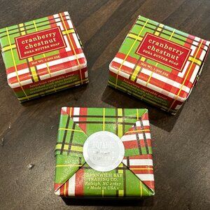NWT Greenwich Bay - Set of 3 Cranberry Chestnut Shea Butter 1.90 oz Soaps
